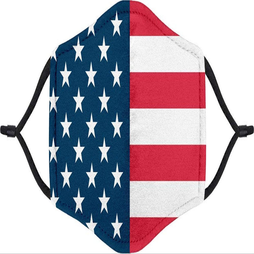 American Mask Group 2-Pack Reusable Washable Cloth Face Masks - Unisex Adult Face Covering With Adjustable Ear Loops - Dual Layer 100% Cotton - Soft & Breathable Fabric Face Mask - American Flag