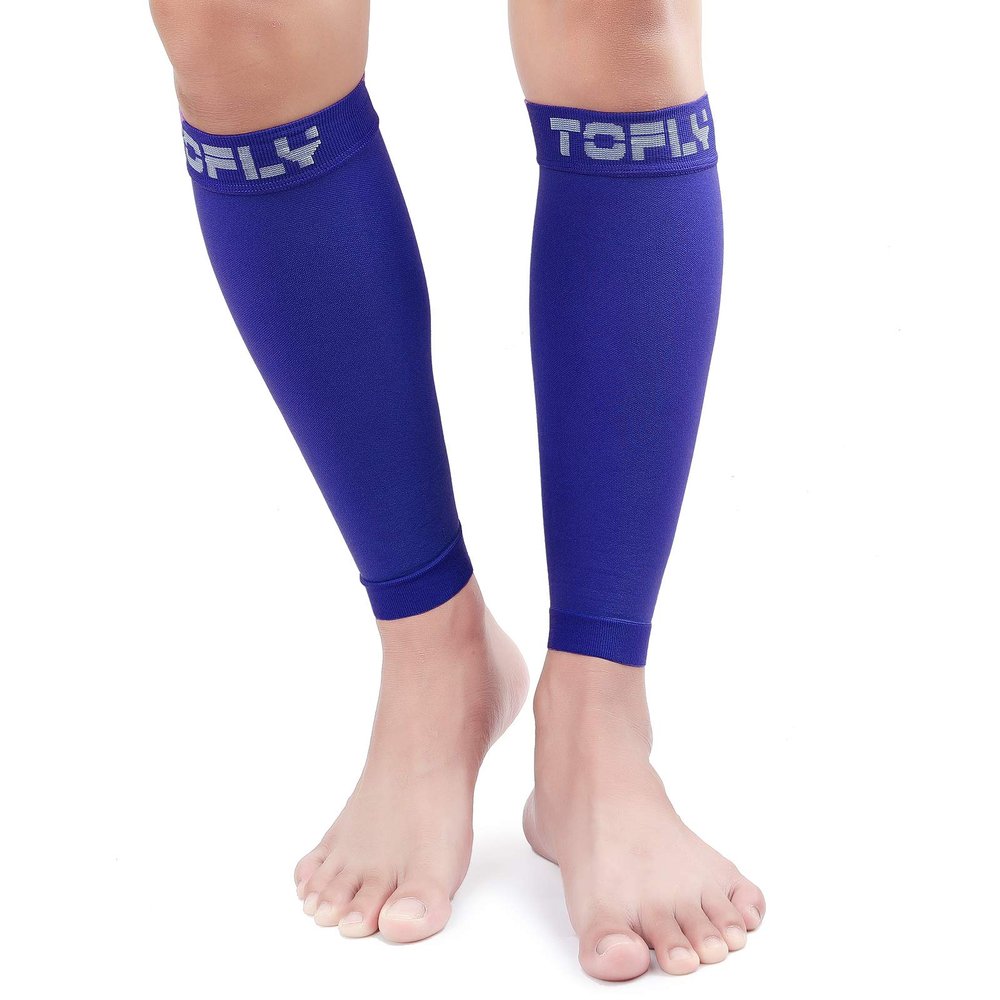 TOFLY Calf Compression Sleeve for Men & Women, 1 Pair, Footless Compression Socks 20-30mmHg for Leg Support, Shin Splint, Pain Relief, Swelling, Varicose Veins, Maternity, Nursing, Navy Blue XXL