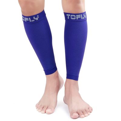 TOFLY Calf Compression Sleeve for Men & Women, 1 Pair, Footless Compression Socks 20-30mmHg for Leg Support, Shin Splint, Pain Relief, Swelling, Varicose Veins, Maternity, Nursing, Navy Blue XL
