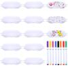 SATINIOR 10 Pcs White Eye Mask Bulk Sleepover Party Supplies Sublimation DIY Color Decorate Your Own Sleep Blindfold Plain Soft Eye Covering with 8 Fabric Marker Pen for SPA Travel Game Wedding
