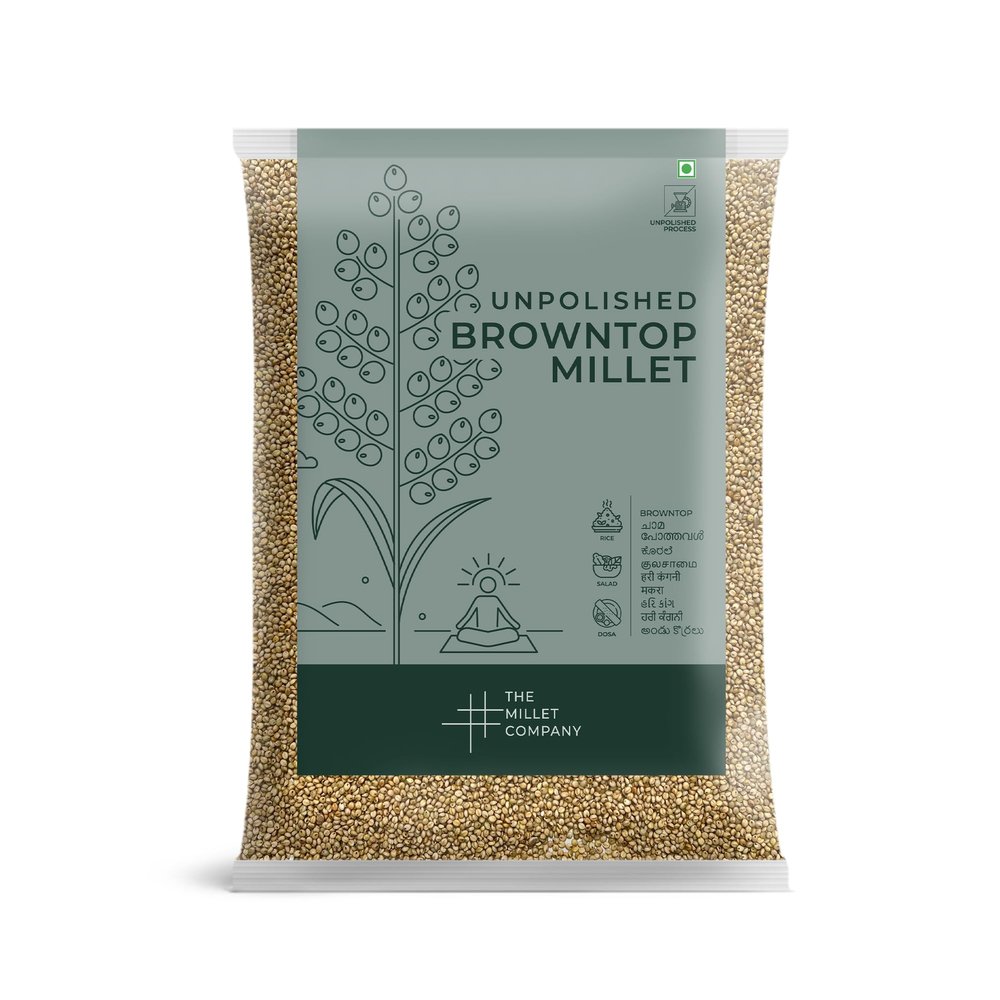 The Millet Company Unpolished Browntop Millet, Korale, Gluten Free, Natural Farm Produce, High Fiber Millets, Healthy Food Alternatives (35.2 Ounce, 2.2 lbs.)
