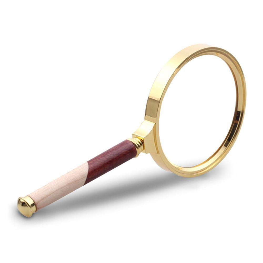 Handheld Magnifier 6X Magnifying Glass Wooden Detachable Handle Magnifying Mirror Zinc Alloy Frame Magnifying Lens for Home Learning Reading and Fault Finding