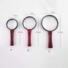 Handheld Magnifier Magnifying Glass ABS Frame Magnifying Mirror with LED Light Magnifying Lens for Home Learning Reading and Fault Finding Red-75mm view 2