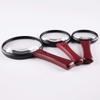Handheld Magnifier Magnifying Glass ABS Frame Magnifying Mirror with LED Light Magnifying Lens for Home Learning Reading and Fault Finding Red-75mm view 4