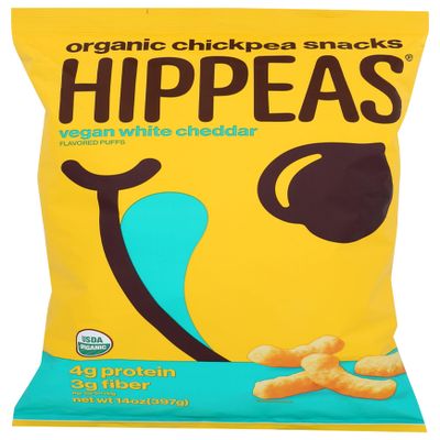 HIPPEAS Organic White Cheddar Puffs, 14 OZ