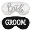 Bride & Groom Gifts - Set of 2 Honeymoon Sleep Masks (1) Bride Silver Diamond White Satin & (1) Groom Black Mask - Wedding Gifts for Couples Mask (BRD Wht/Grm Blk) view 1