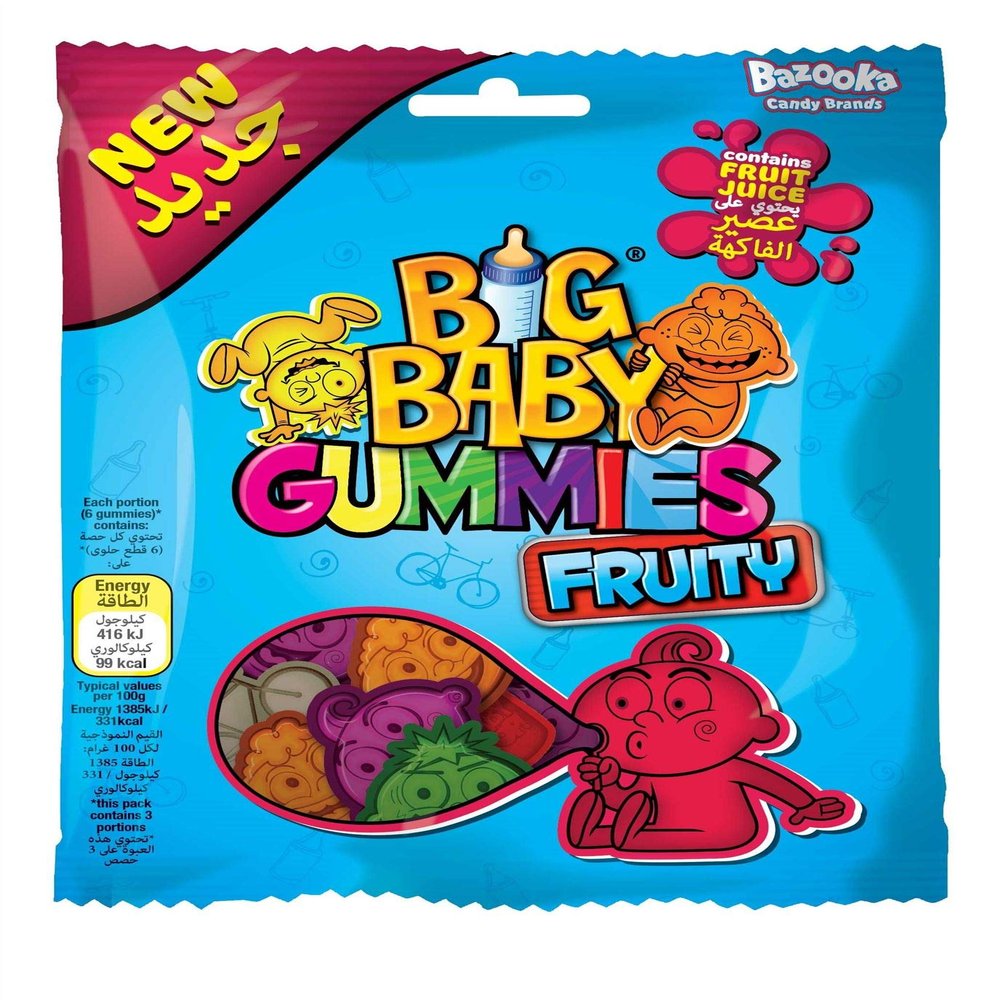Big Baby Pop Fruity Gummies - 100g - Pack of 2