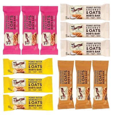 Bob's Red Mill Oat Bar Variety Pack, 3 Peanut Butter Jelly, 3 Peanut Butter Chocolate, 3 Peanut Butter Coconut, 3 Peanut Butter Banana, 1 CT