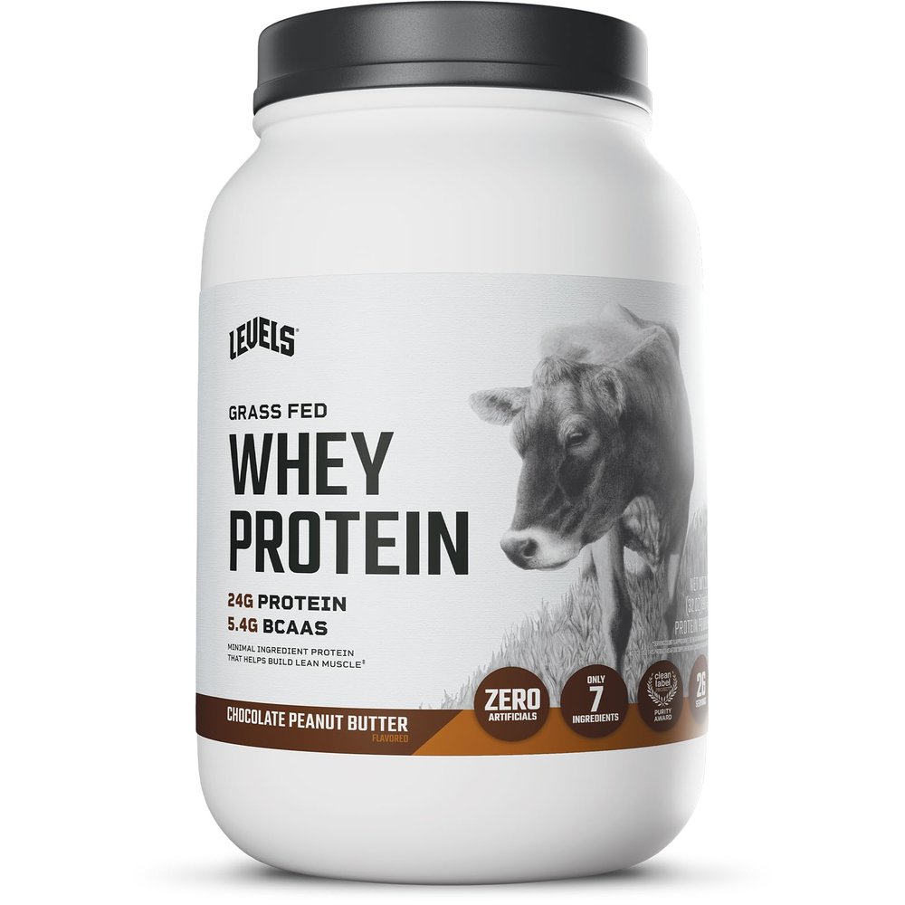 Levels Grass Fed Whey Protein Powder, No Artificials, 24G of Protein, Chocolate Peanut Butter, 2LB