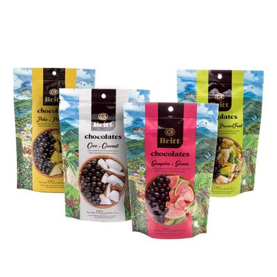Cafe Britt Chocolates Dark Chocolate-covered Tropical Fruit(4 Pack)(Guava, Coconut, Passion Fruit, Pineapple) (6 oz) Gourmet Dark Chocolate, Gluten Free,No Artificial Ingredients,No Trans Fat