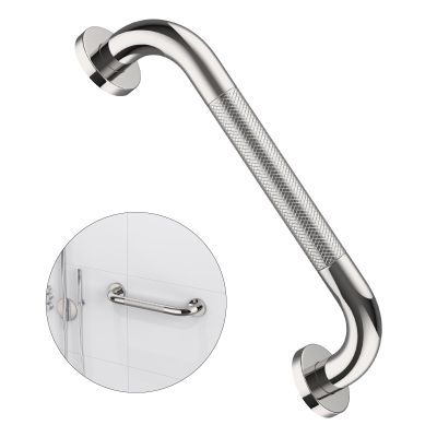 12 Inch Anti Slip Shower Grab Bar Handle, ZUEXT Chrome Finish Stainless Steel Bathroom Grab Bar, Knurled Bathroom Balance Bar,Safety Hand Rail Support,Handicap Elderly Injury Senior Assist Bath Handle