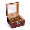 LJJ Cigar Humidor Humidifier Box with Digital Hygrometer, Spanish Cedar Wood, Glass Top, Accessory Drawer - Holds (25-50 Cigars) view 2