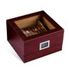 LJJ Cigar Humidor Humidifier Box with Digital Hygrometer, Spanish Cedar Wood, Glass Top, Accessory Drawer - Holds (25-50 Cigars) view 3