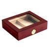 LJJ Cigar Humidor Humidifier Box with Hygrometer, Cedar Wood, Glass Top - Holds (35 Cigars),Red view 1