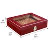 LJJ Cigar Humidor Humidifier Box with Hygrometer, Cedar Wood, Glass Top - Holds (35 Cigars),Red view 3
