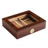 LJJ Cigar Humidor Humidifier Box with Hygrometer, Cedar Wood, Glass Top - Holds (35 Cigars),Brown view 2