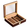 LJJ Cigar Humidor Humidifier Box with Hygrometer, Cedar Wood, Glass Top - Holds (35 Cigars),Brown view 4