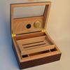 LJJ Cigar Humidor Humidifier Box with Hygrometer, Handmade Wooden Cigar Humidors, Tempered Glass Brown view 2