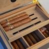 LJJ Cigar Humidor Humidifier Box with Hygrometer, Handmade Wooden Cigar Humidors, Tempered Glass Brown view 3