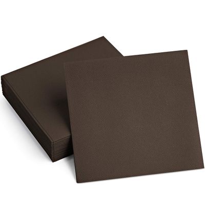 100 Linen-Feel Colored Paper Napkins - Decorative Cloth-Like BROWN Luncheon Napkins - Soft And Absorbent. For Kitchen, Party, Wedding, Dinner Or Any Occasion. (Pack of 100)