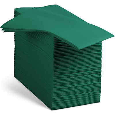 100 Linen-Feel Colored Paper Napkins - Decorative Cloth-Like Green Dinner Napkins - Soft And Absorbent. For Christmas, Kitchen, Party, Wedding, Bathroom Or Any Occasion. (Pack of 100)