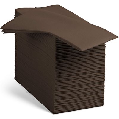 100 Linen-Feel Colored Paper Napkins - Decorative Cloth-Like Brown Dinner Napkins - Soft And Absorbent. For Kitchen, Party, Wedding, Bathroom Or Any Occasion. (Pack of 100)