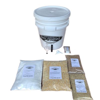 North Georgia Still Company's 7 Gallon Fermentation Bucket & Milled Corn, Malted Barley, Rye & Wheat Whiskey Mash Fermentation Kit Combo