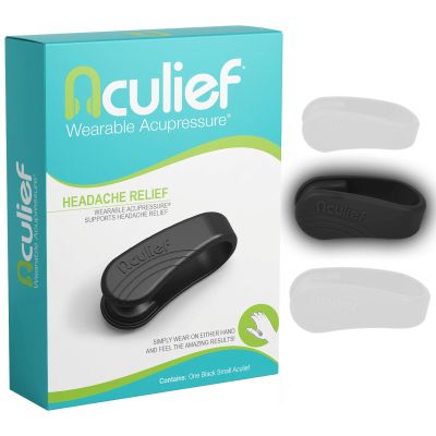 Aculief Acupressure Wearable Clip - Natural Tension Management - Portable Discreet Comfort - Adjustable Fit - Small, Black