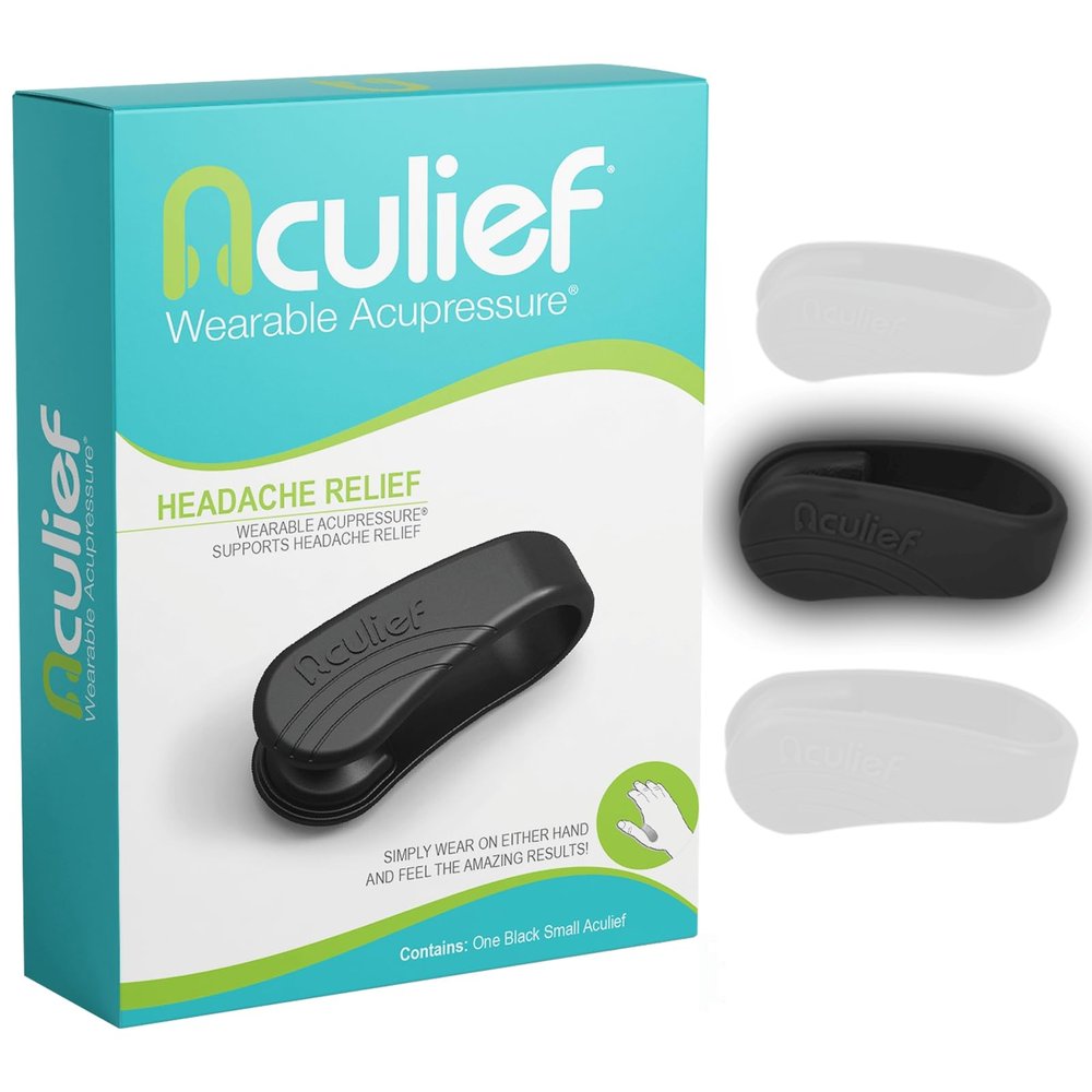 Aculief Acupressure Wearable Clip - Natural Tension Management - Portable Discreet Comfort - Adjustable Fit - Small, Black