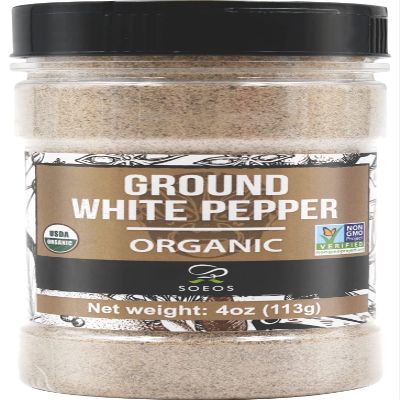 Soeos White Pepper Ground, Non-GMO, Freshly Peppercorn Powder Bulk, Packed To Keep Peppers Fresh, Ready To Use Peppercorns For Refill, Ground White Pepper