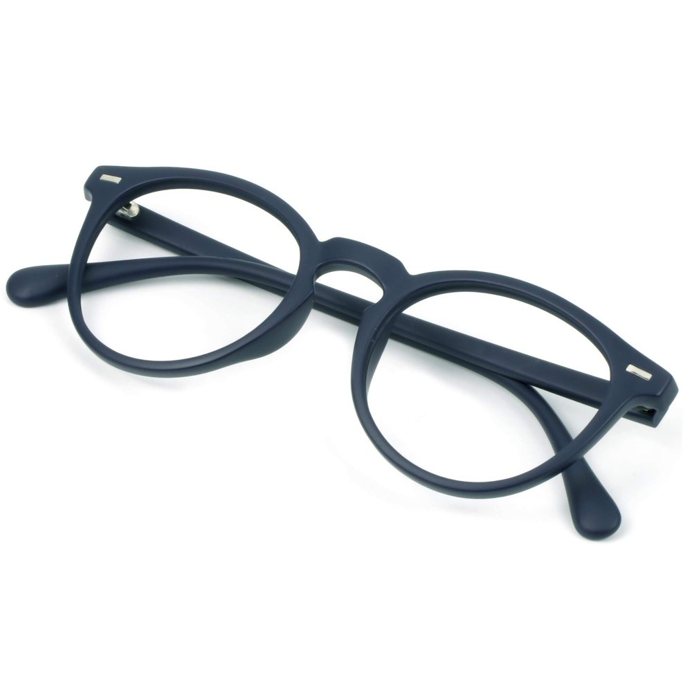 VisionGlobal Blue Light Blocking Glasses for Women/Men, Anti Eyestrain, Computer Reading, TV Glasses, Stylish Oval Frame, Anti Glare (Navy, 4.50 Magnification)