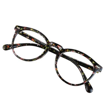 VisionGlobal Blue Light Blocking Glasses for Women/Men, Anti Eyestrain, Computer Reading, TV Glasses, Stylish Oval Frame, Anti Glare (Floral, 6.00 Magnification)