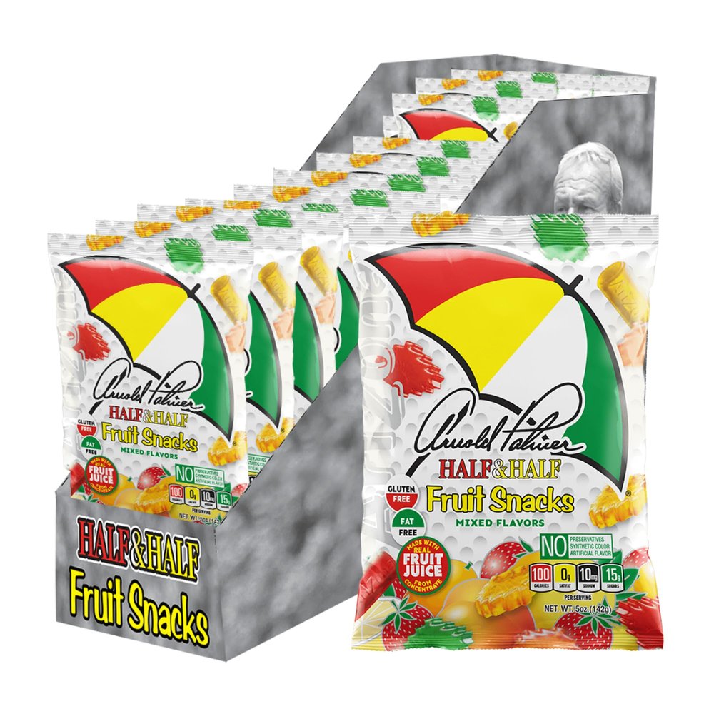 Arizona Arnold Palmer Half and Half Fruit Snacks, Gluten Free Mixed Fruit Gummy Chews, 5 Ounce Individual Single Serve Bags (Pack of 12), 60 Ounce