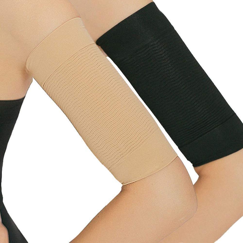 2 Pair Slimming Arm Sleeves Shaper, Arm Compression Wrap Sleeve Helps Lose Arm Fat, Tone up Arm Shaping Sleeves for Women, Sport Fitness Arm Shapers(Beige + Black)