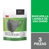3M Daily Face Mask, Reusable, Washable, Adjustable Ear Loops, Lightweight Cotton Fabric, 3 Pack view 2