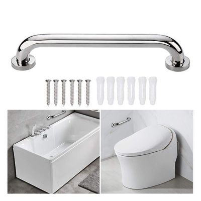 LSXIAO-Wall Art Stainless Steel Bath Safety Grab Bar, Metal Railing, 1.26Inch Pipe Diameter Old Man Handicapped Auxiliary Handle Non-Slip Fit for Bathroom, Toilet (Color : Silver, Size : 30cm)