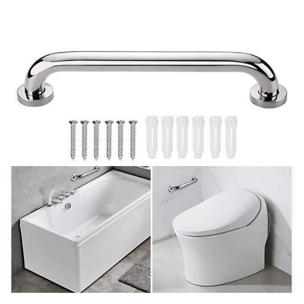 LSXIAO-Wall Art Stainless Steel Bath Safety Grab Bar, Metal Railing, 1.26Inch Pipe Diameter Old Man Handicapped Auxiliary Handle Non-Slip Fit for Bathroom, Toilet (Color : Silver, Size : 30cm)