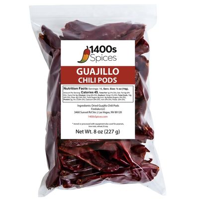 8oz Guajillo Stemless Chile, Whole Dried Peppers, Chiles Descolados by 1400s Spices