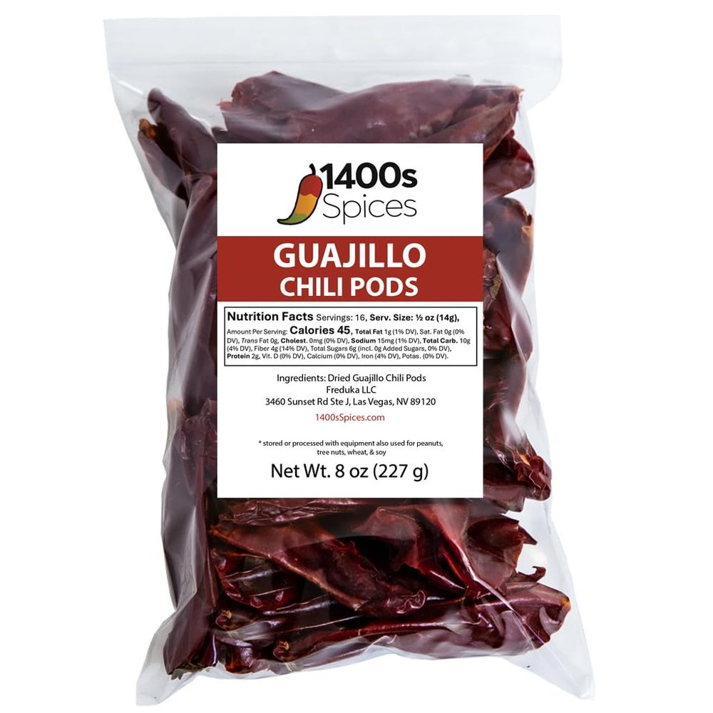 8oz Guajillo Stemless Chile, Whole Dried Peppers, Chiles Descolados by 1400s Spices