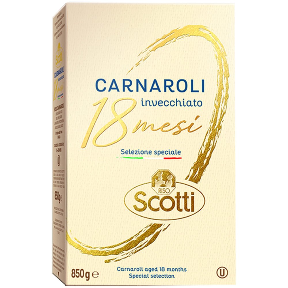Riso Scotti Premium Carnaroli Rice, aged for 18 months, 1.87 lbs (850g) product of Italy, chef selected, gluten free, non gmo, vacuumed packed