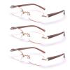 FEIVSN 3-Pack Rimless Reading Glasses For Women, Lightweight Spring Hinge Readers, Classic Elegant Artistic Eyeglasses UV 400 (Brown 2.75 Etc) view 1