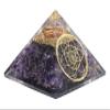 Amazing Gemstone Large Orgone Pyramid | Amethyst Pyramid Crystal | Sacred Flower of Life Orgonite Pyramid | Organ Pyramids Positive Energy Healing view 3