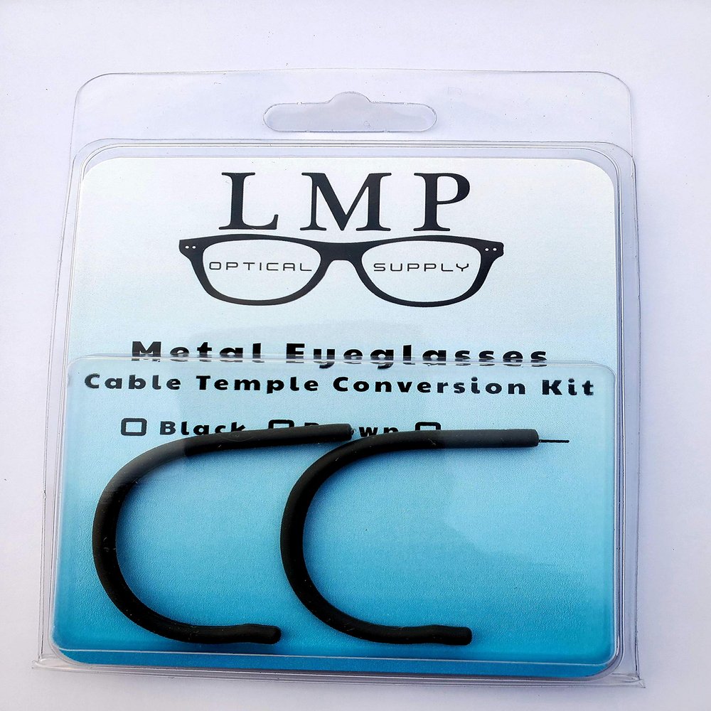 LMP Optical Cable Temple Retrofit Kit Includes Glue Fine Sandpaper & Instructions Universal Fits Most Metal Frames 1.3mm (2 Pair, Gunmetal)
