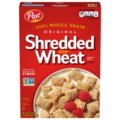 Post Original Shredded Wheat, Whole Grain, Non-GMO, Heart Healthy Breakfast Cereal, 16.4 Ounce Box (Pack of 6)