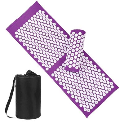 XiaoMaGe Acupressure Mat and Pillow Set with Bag - Extra Long Acupuncture Mat for Neck & Back Pain Relief- Naturally Relaxation Gift for Women - Stress Relief Massage Mat (Purple)