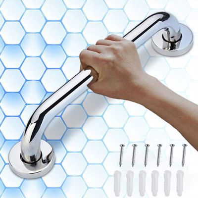 LSXIAO-Wall Art Shower Grab Bar, Bathroom Slip Safety Handle, Towel Rack, Supports 300pounds with Screws Easy to Install Suitable for Toilet, Kitchen, Stairs (Color : Silver, Size : 30cm)