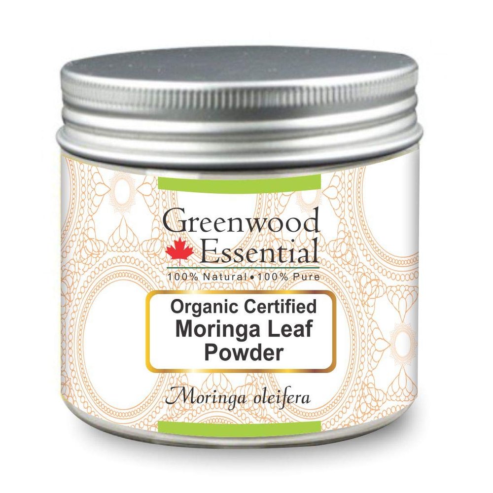 Greenwood Essential Pure Moringa Leaf Powder (Moringa oleifera) Organic Certified 100% Natural Therapeutic Grade 200gm (7.05 oz)