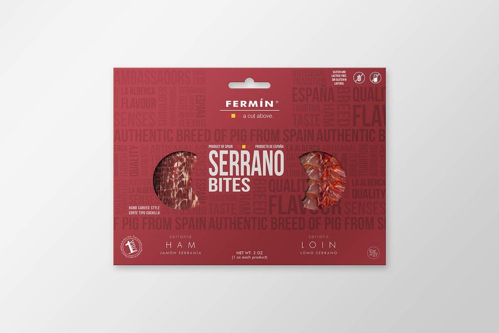 Fermin a Cut Above " Serrano Bites " (Serrania Ham Hand Carved Style and Serrano Loin ) 2 oz. pack (3)