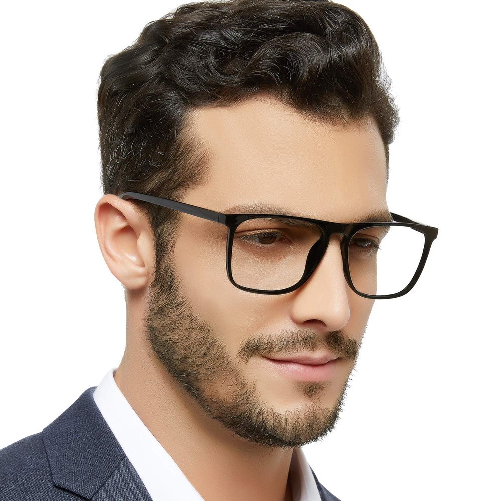 MARE AZZURO Oversized Computer Reading Glasses Men Digital Screen Reader 0 1.0 1.25 1.5 1.75 2.0 2.25 2.5 2.75 3.0 3.5 4.0 5.0 6.0 (Black, 0)