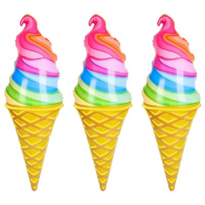 The Dreidel Company Rainbow Ice Cream Cones inflate, Toys with Vibrant Colors, Ice Cream Party Decorations, Fun Party inflates 36" 3 Feet Long (3-Pack)